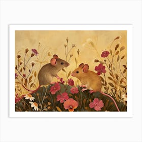 Floral Animal Illustration Mouse 3 Art Print