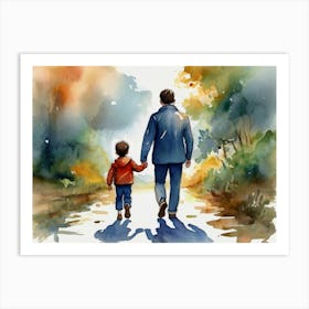 Father And Son Walking Father's Day 1 Art Print