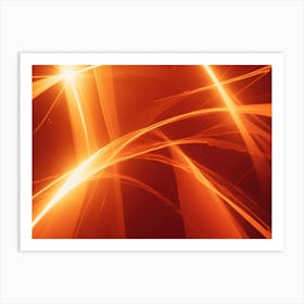 Abstract Background With Streaks Of Glowing, Fiery Orange Light Intersecting And Swirling Against A Dark Background, Creating A Sense Of Energy And Motion Art Print