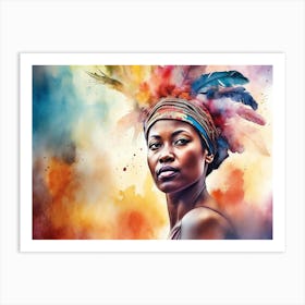 African Woman With Feathers Art Print