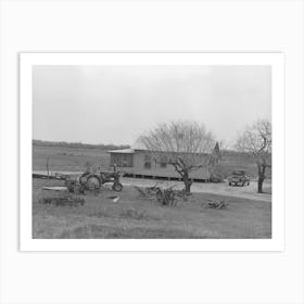 Farmhouse Of Small Farmer Near Santa Rosa, Texas, Tractor And Rusting Farm Implements Are In The Yard, Showing Art Print