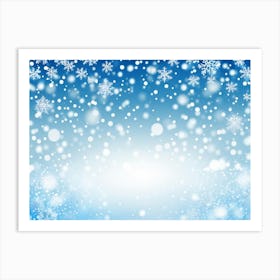 Template Snowfall Pattern Defocused Flier Holiday Frost Snowflake Fall Season Shine Blue (12) Art Print