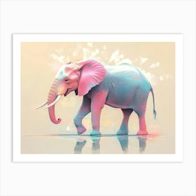 Elephant Animal Abstract Pastel Colors Art Print