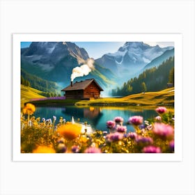 Cabin In The Mountains Art Print