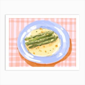 A Plate Of Asparagus, Top View Food Illustration, Landscape 2 Art Print
