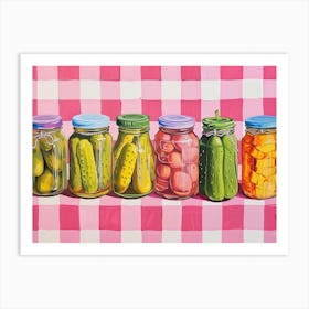 Pickles In A Jar Pink Checkerboard 1 Art Print