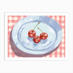 A Plate Of Cherries, Top View Food Illustration, Landscape 2 Art Print