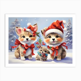 Christmas Corgis Art Print