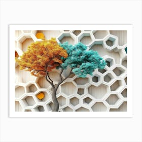 Tree In A Hexagon Art Print