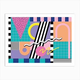 Memphis Pattern 90s Retro Vaporwave 80s Vintage Artwork Art Print