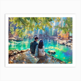 Couple By The Lake 1 Art Print