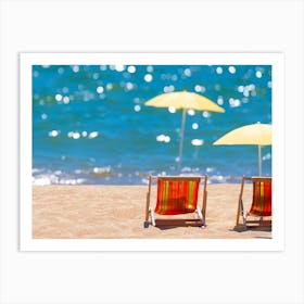 Beach Chairs On The Sand II Art Print