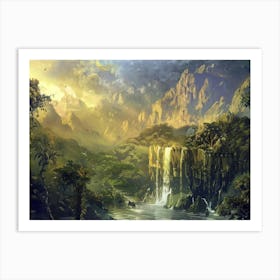 Waterfall In The Jungle 3 Art Print