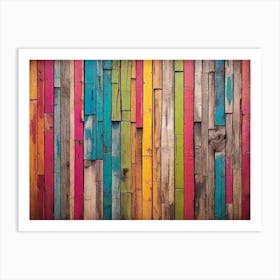 Colorful wood plank texture background 17 Art Print