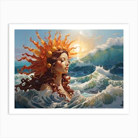 Sun Mermaid In The Ocean Art Print