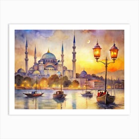 Blue Mosque At Dusk 1 Art Print