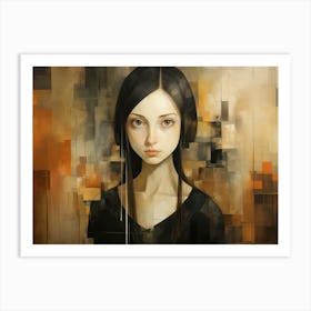 Woman With Black Hair Art Print