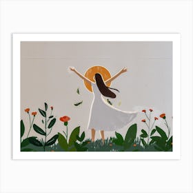 Woman In The Garden Art Print