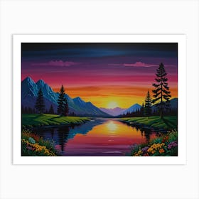 Sunset By The Lake 1 Art Print