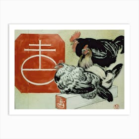 Three Roosters Sitting On Cracker Box, Edward Penfield Art Print