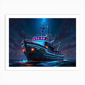 Ship In The Night Sky 1 Art Print