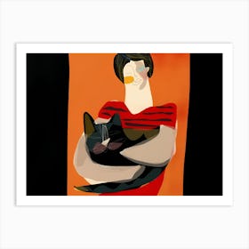 Woman With A Cat 2 Art Print