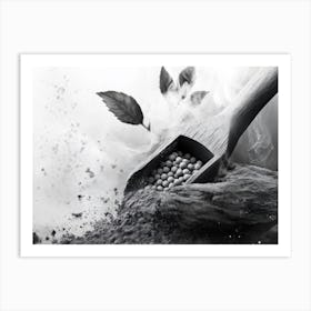 Black And White Image Of A Spoon Art Print