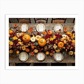 An Autumn Harvest Table Spanning Old Rustic Wooden Planks Teeming Under The Weight Of Vibrant Fre (4) Art Print