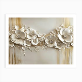 White Flowers On A Wall 5 Art Print