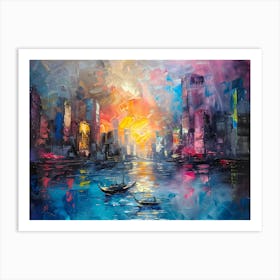 Sunset In The City abstract painting Art Print