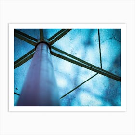 Abstract Image Of A Blue Parasol With Metal Frames Art Print