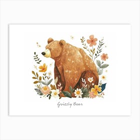 Little Floral Grizzly Bear 1 Poster Art Print