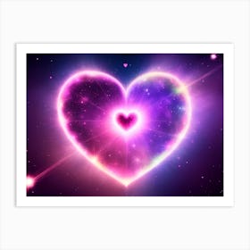 A Colorful Glowing Heart On A Dark Background Horizontal Composition 11 Art Print