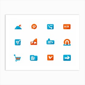 Collection Of Flat Vector Icons Designed For Digital Interaction Featuring Navigation Arrows A Sho (4) Art Print