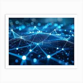 Abstract Digital Art Featuring Large Interconnected Datum Points Symbolizing An Ai Network In A Fut (1) Art Print