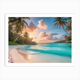 Sunset Beach Paintings Art Print Art Print