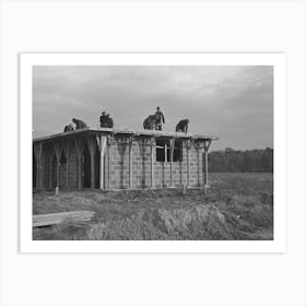 Men Working On Roof Of House Under Construction, Jersey Homesteads, Hightstown, New Jersey By Russell Lee Art Print