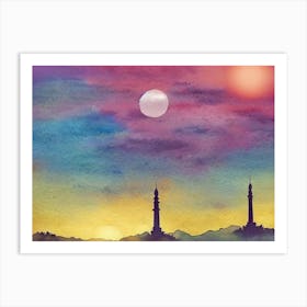 Twilight Minaret Serenity Art Print