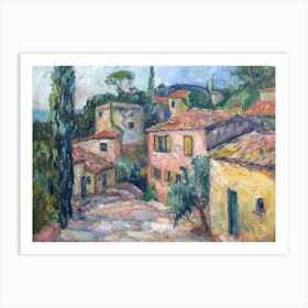 Serene Streetscape Painting Inspired By Paul Cezanne Art Print