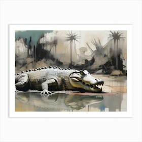 Afrika Safari Scene with Alligator Art Print