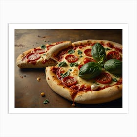 Pizza On A Wooden Table Art Print