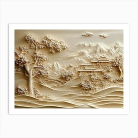 Beautiful Chinese Landscape 3d 1 Art Print