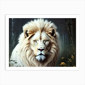 White Lion In The Forest 2 Art Print