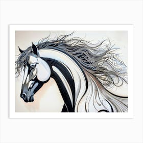 Horse With Long Mane Art Print