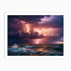 Lightning Over The Ocean 10 Art Print