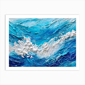 Abstract Turbulent Ocean Surface Turquoise And Blue Hues Dominating Intermingled With White Foam A (2) Art Print