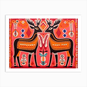 Pronghorn Folk Style Animal Illustration Art Print