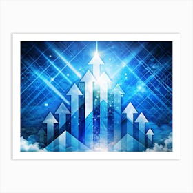 Abstract Blue Arrows Rising In The Sky Art Print