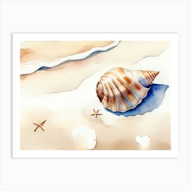 Seashell on the beach, watercolor painting 18 Art Print