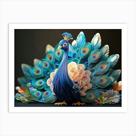 3d Carton Peacock 6 Art Print